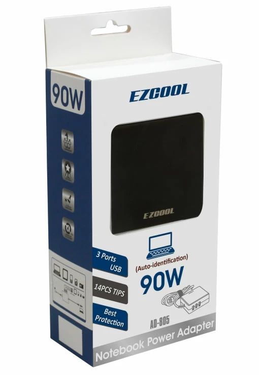 מטען אוניברסלי למחשב נייד EZCOOL 90W עם 14 ראשים מתחלפים